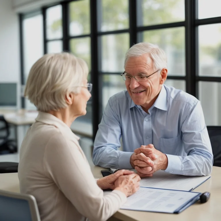 Asesor senior entregando consejo personalizado
